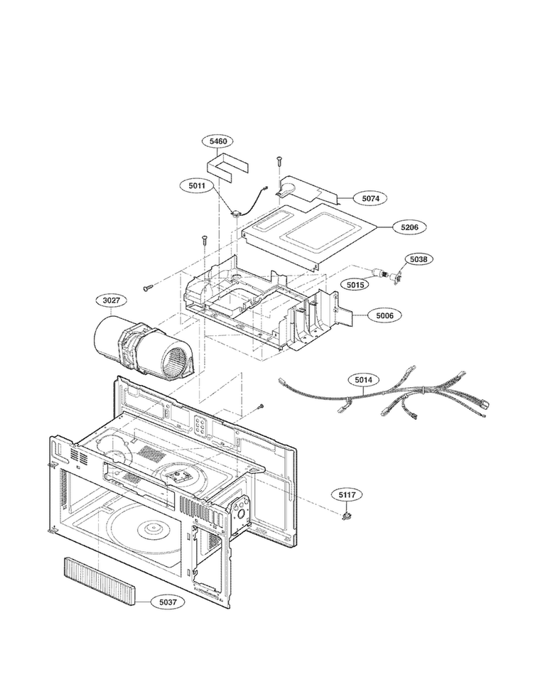 Interior Parts 2 Diagram and Parts List for LMV1814SB  LG Microwave