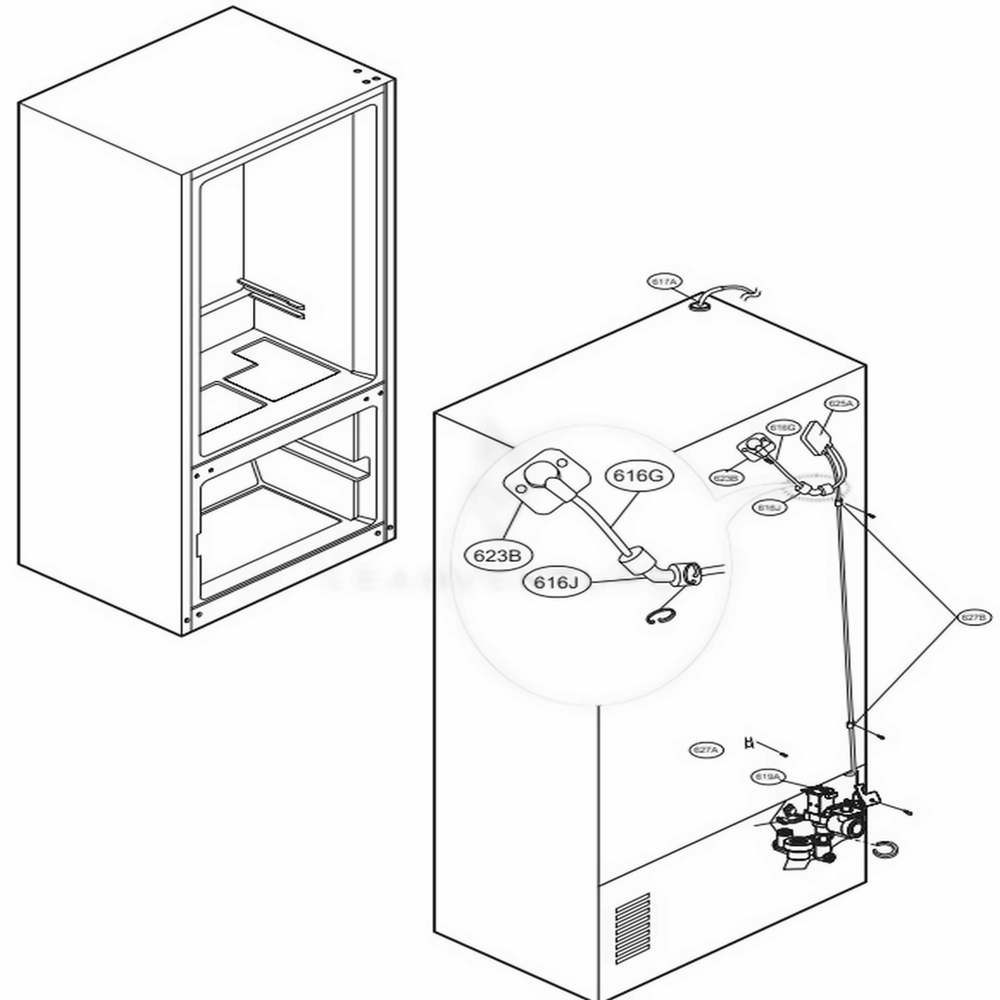 Valve And Water Tube Parts Diagram and Parts List for LFX25974ST ASTCNA6 LG Refrigerator