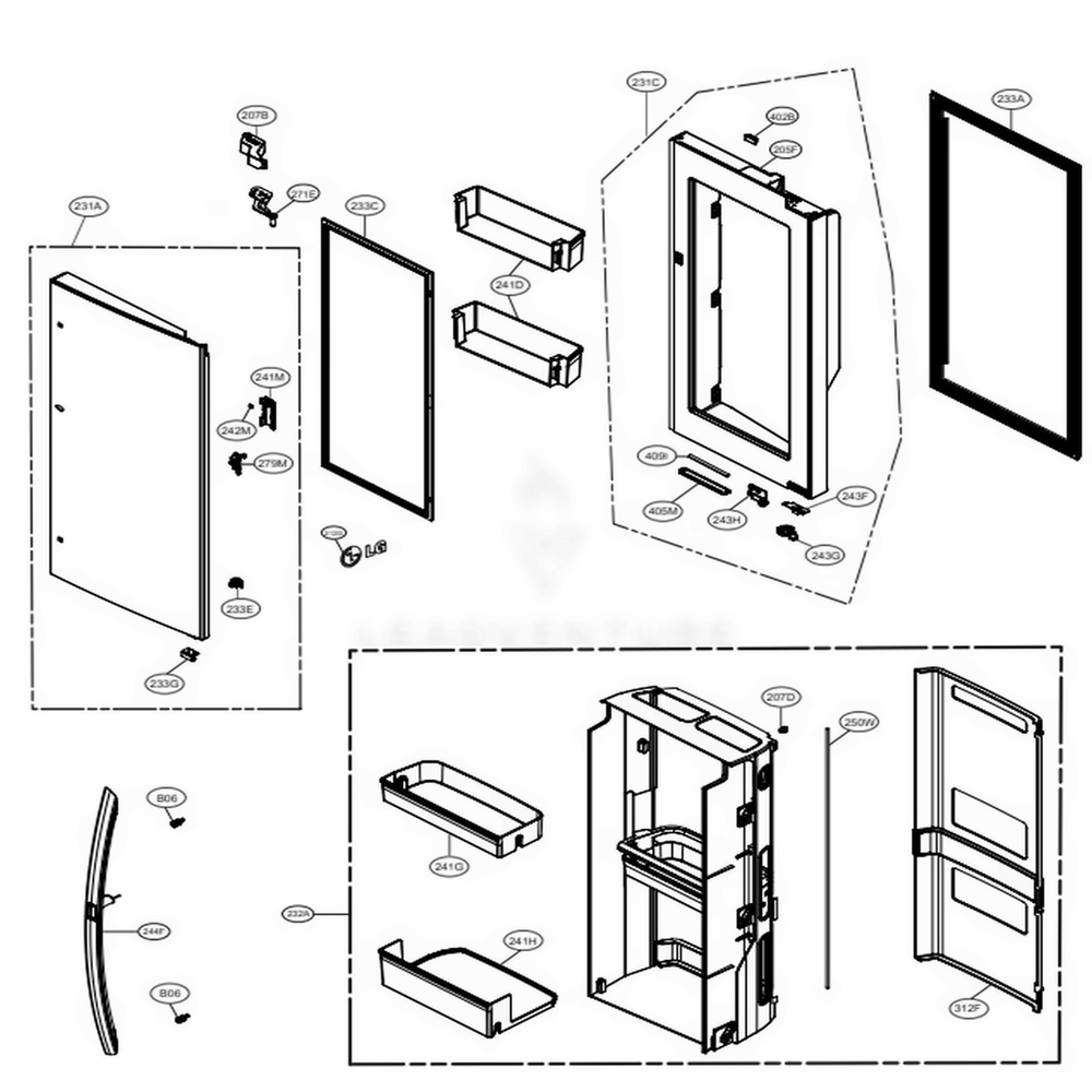 Door Parts 2 Diagram and Parts List for LRMDC2306S ASTCNA0 LG Refrigerator