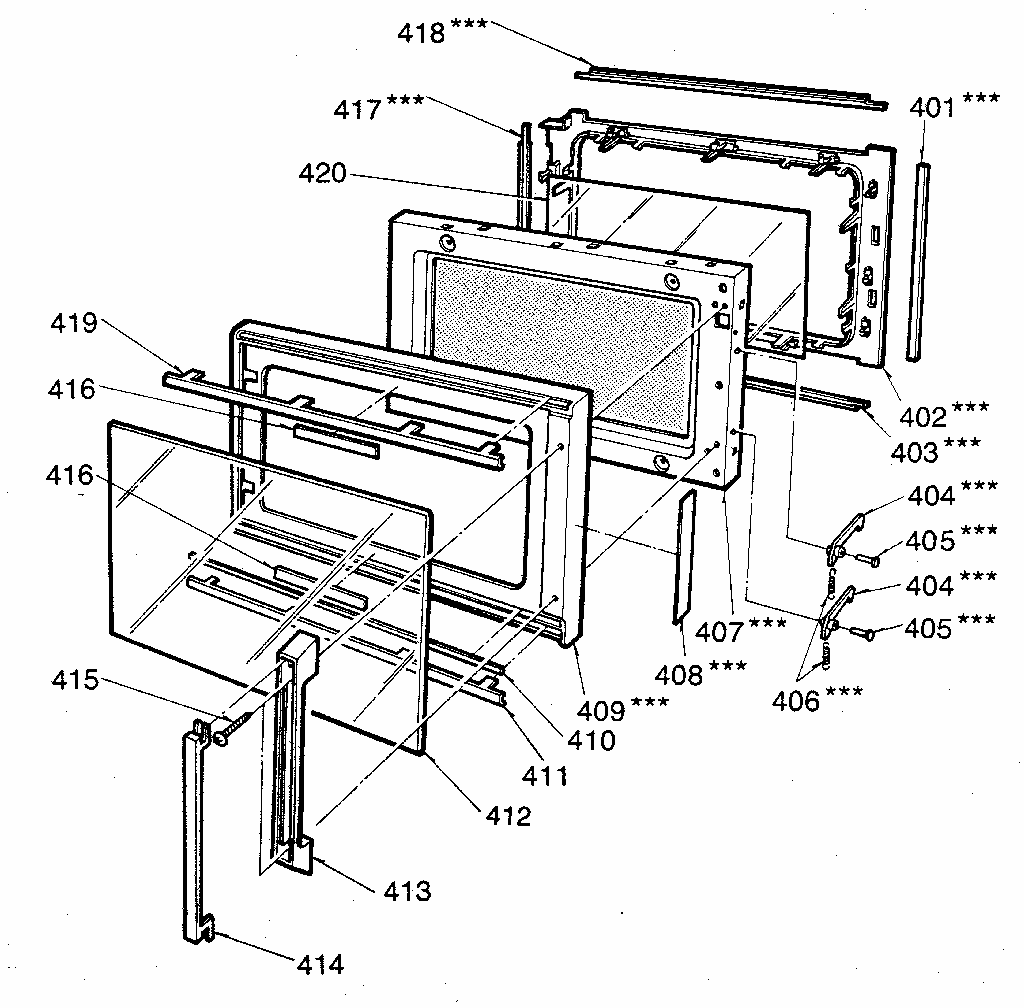 Door Diagram and Parts List for 7218883880  Kenmore Microwave