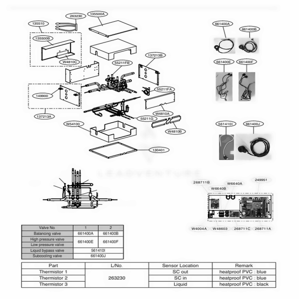 Main Diagram and Parts List for PRHR023A ANCXLUS LG Air Conditioner