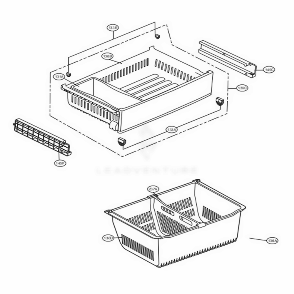 Freezer Parts Diagram and Parts List for LFXS24623W ASWCNA0 LG Refrigerator