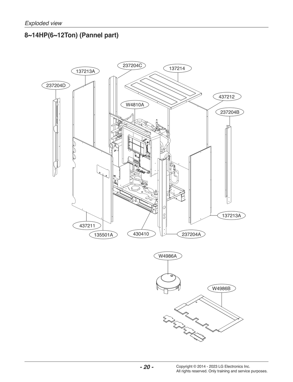 Pannel Part Diagram and Parts List for ARWB072BAS4 AWGBLUS LG Air Conditioner