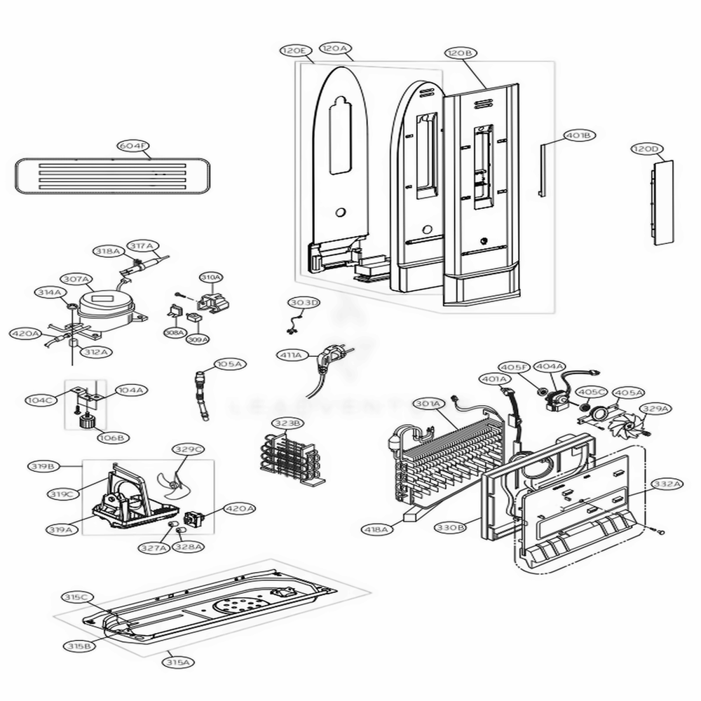 Main 2 Diagram and Parts List for LBN10551SW ASWCNA0 LG Refrigerator