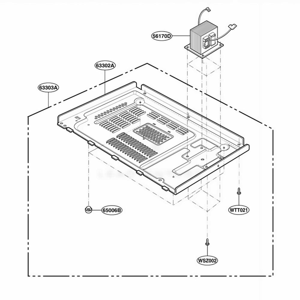 Base Plate Parts Diagram and Parts List for MAB845SV CSLEBBY LG Microwave