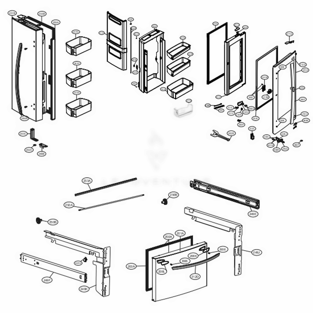 Door Parts Diagram and Parts List for LFCS27596S ASTCNA0 LG Refrigerator