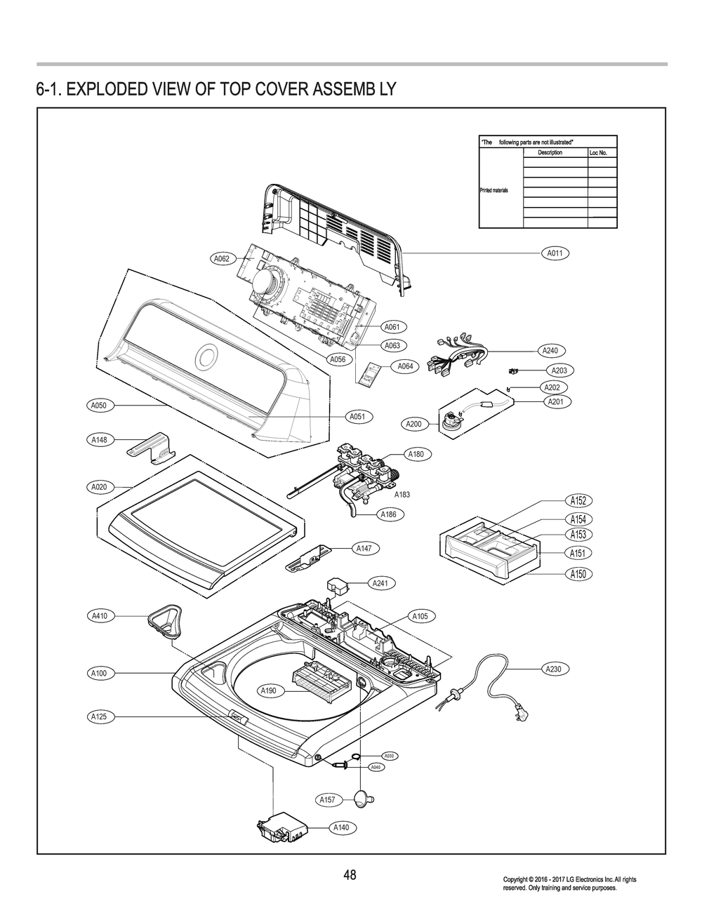 Top Cover Assembly Diagram and Parts List for T1872EFHSTW ABWETUS LG Washer