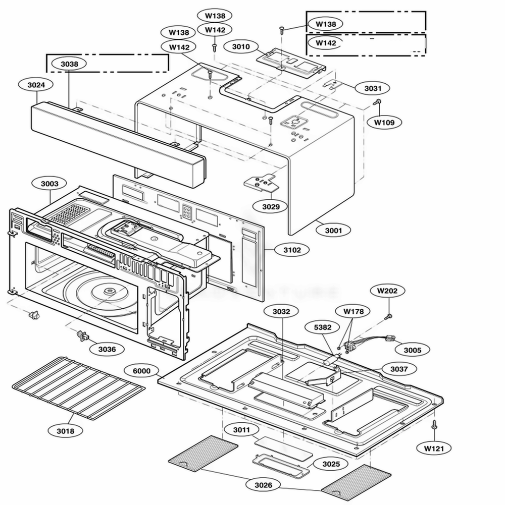 Oven Cavity Parts Diagram and Parts List for 80832 AWHESEA LG Range