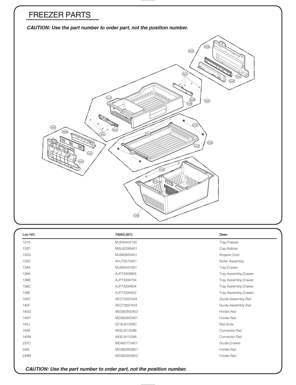 Freezer Parts Diagram and Parts List for GR-J268LSTM ASTCSE2 LG Refrigerator