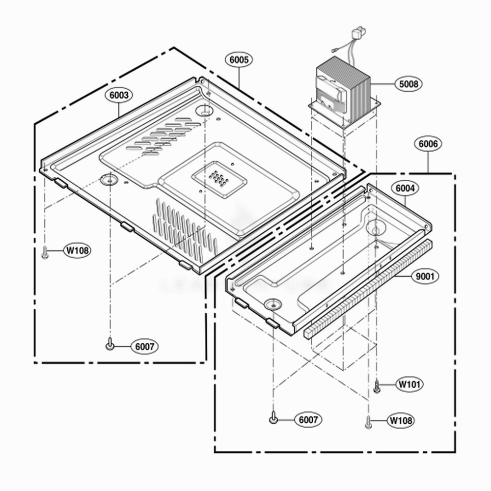Base Plate Parts Diagram and Parts List for 62469 CBKESEA LG Wall Oven