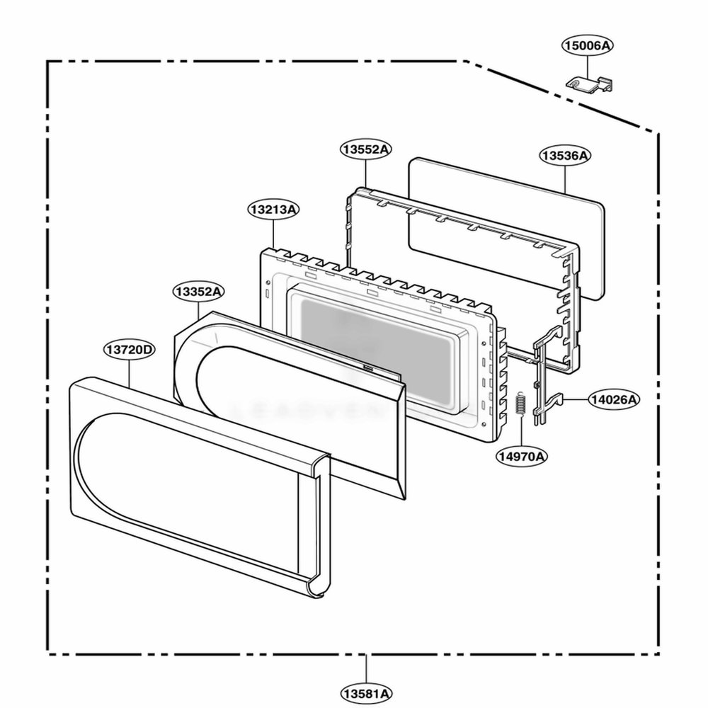Door Parts Diagram and Parts List for JES1358WJ CWHEGEU LG Range