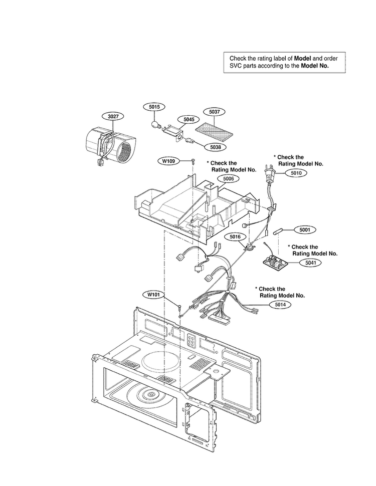 Interior Parts Diagram and Parts List for MV1501BQ  LG Microwave