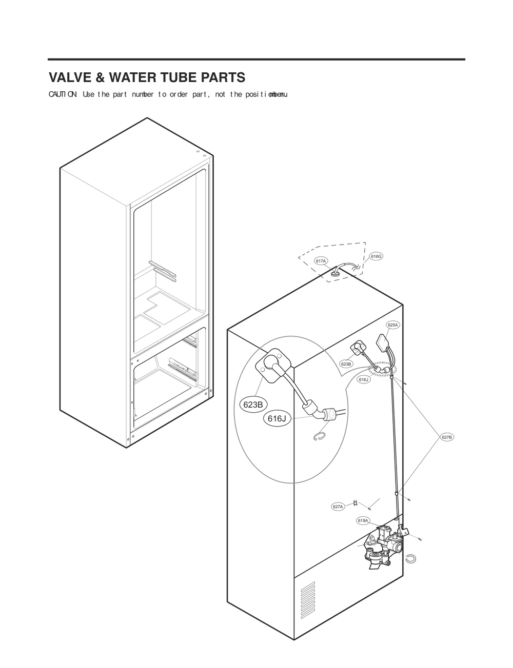 Valve And Water Tube Parts Diagram and Parts List for GC-J288GSXM ASTCNA0 LG Refrigerator