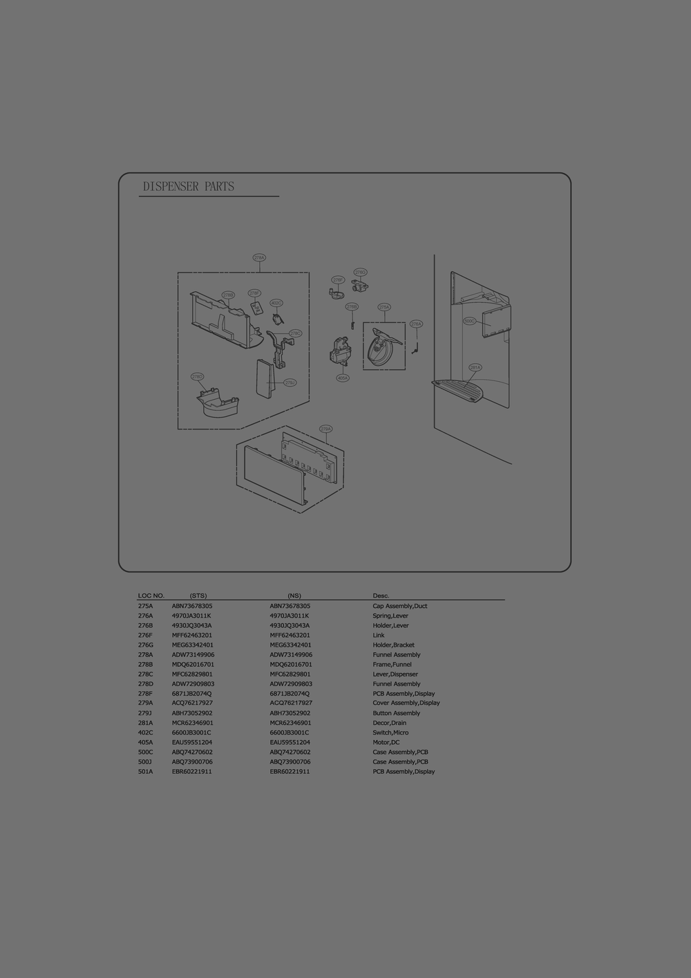 Diagram 6 Diagram and Parts List for GC-L28AGSXM ANSCSE0 LG Refrigerator