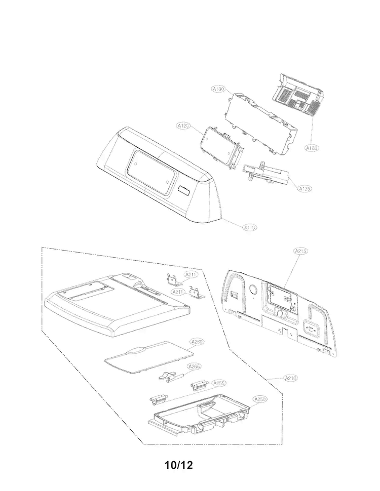 Control Panel And Plate Assembly Parts Diagram and Parts List for DLGX6002W  LG Dryer