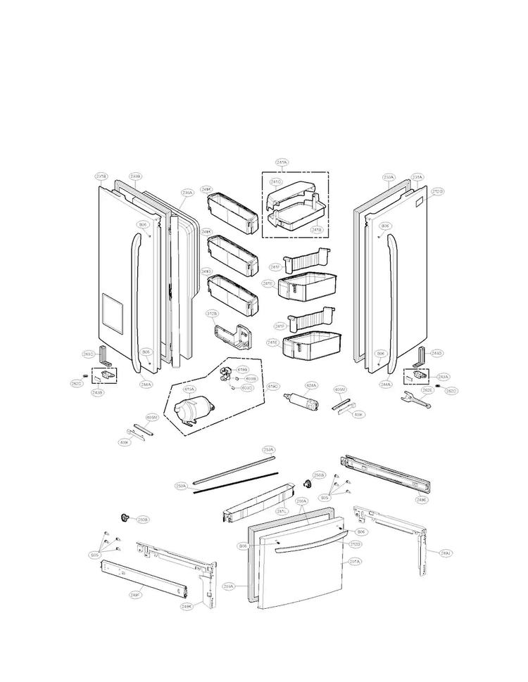 Door Parts Diagram and Parts List for LFX31925SW 00 LG Refrigerator