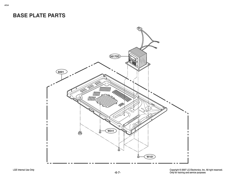 Base Plate Parts Diagram and Parts List for MS2042D CBKPLGN LG Miscellaneous