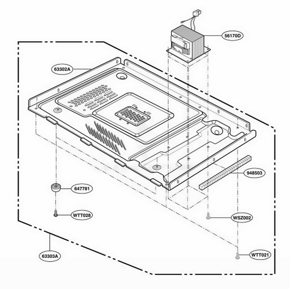 Base Plate Parts Diagram and Parts List for MT4110RPQ0 CWHEWRP LG Wall Oven