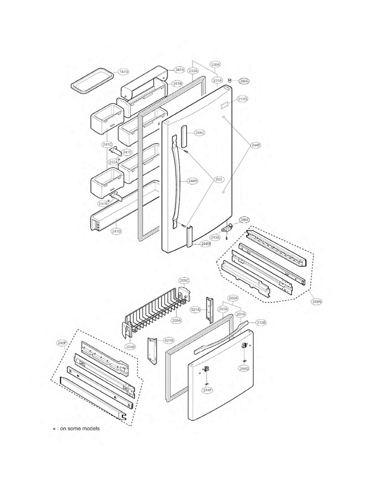 Door Parts Diagram and Parts List for LRDN22725ST  LG Refrigerator
