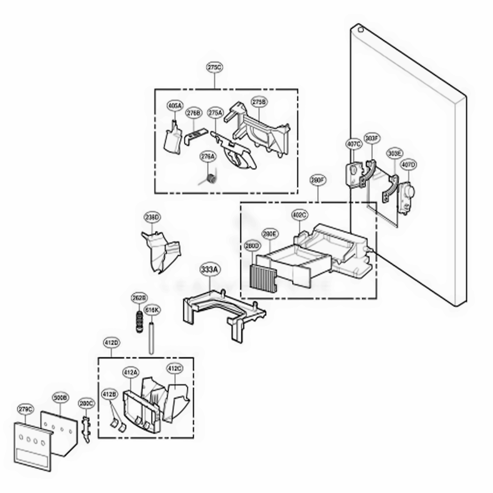 Dispenser Parts Diagram and Parts List for 78733 ASTCSER LG Refrigerator