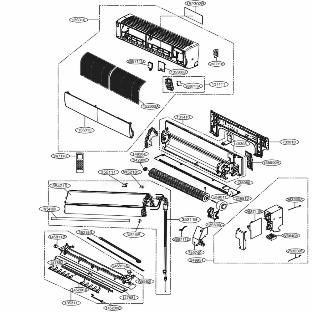 Indoor Unit Diagram and Parts List for LSN121HSV3 AWHBEUS LG Air Conditioner