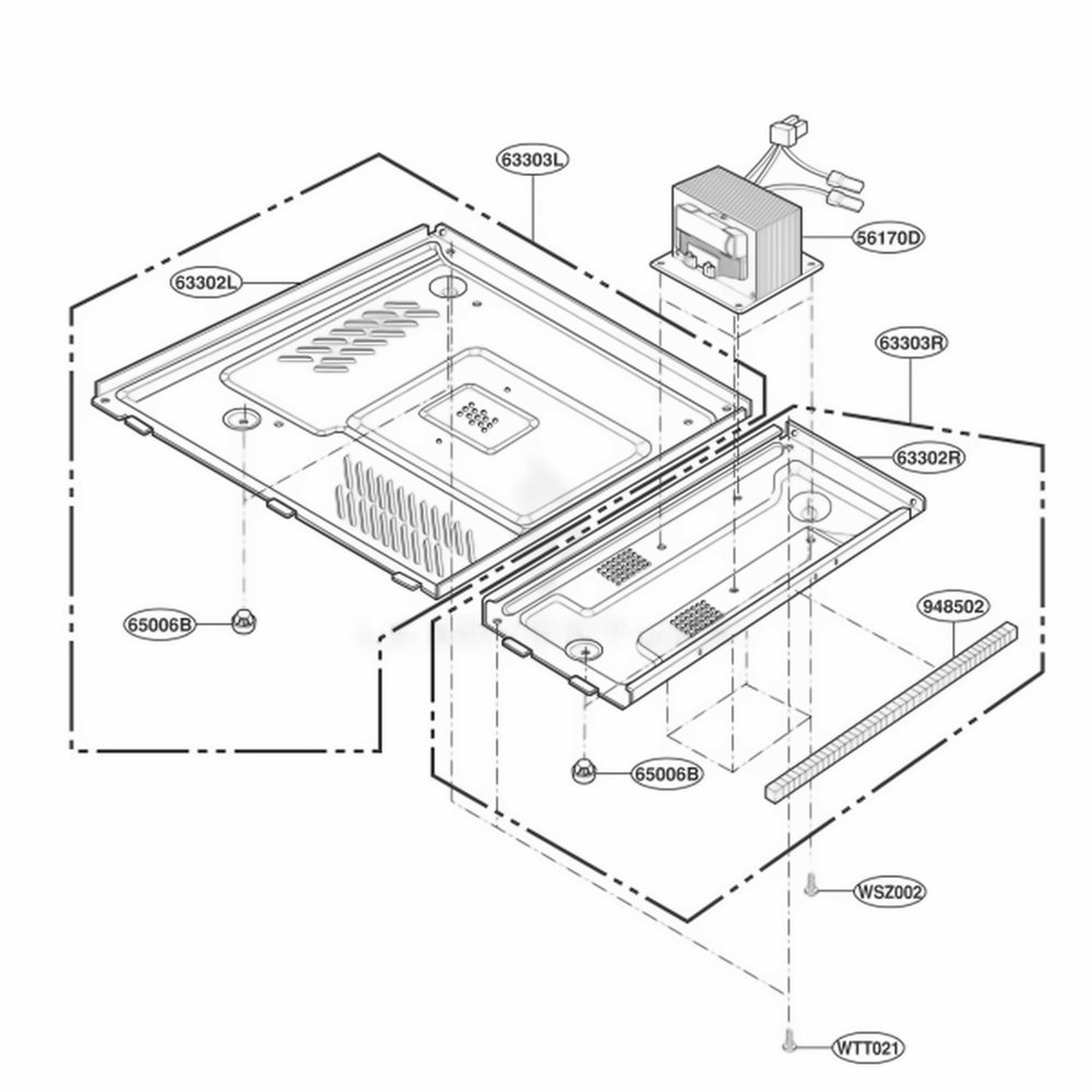 Base Plate Parts Diagram and Parts List for JE1860GB ASGEGEU LG Range