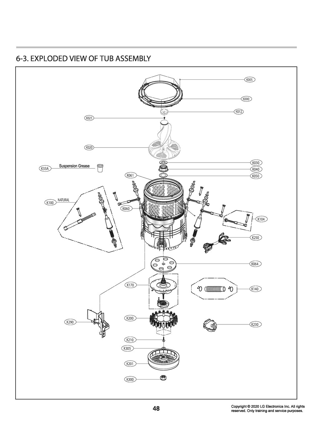 Tub Assembly Diagram and Parts List for T17A1EFHT5 ASSETUS LG Washer