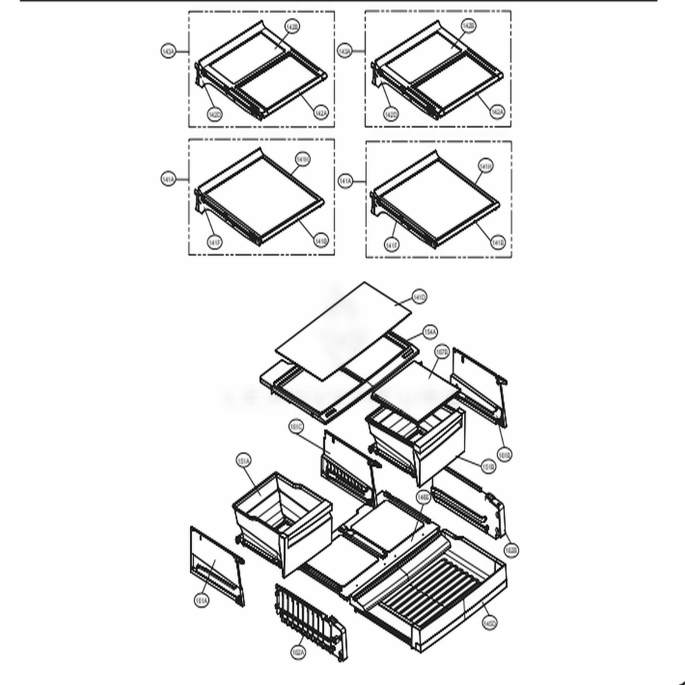 Refrigerator Parts Diagram and Parts List for 74032 ASWCSE2 LG Refrigerator