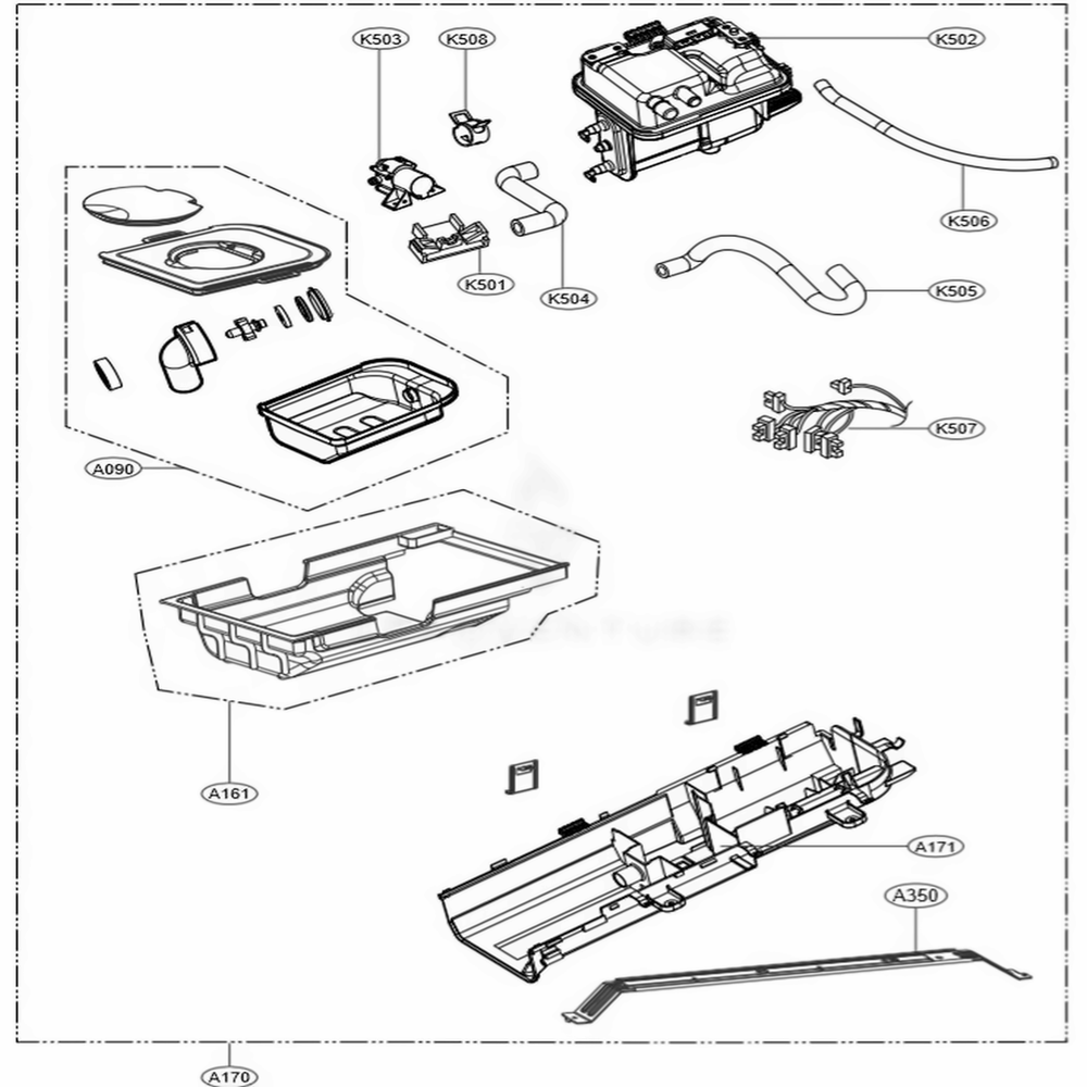 Guide Assembly Diagram and Parts List for DLEX5780WE ABWEEUS LG Dryer