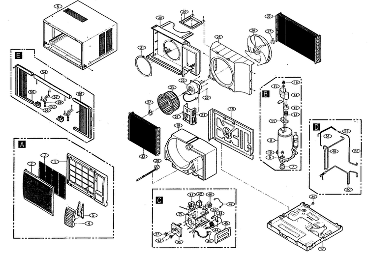 Cabinet Parts Diagram and Parts List for R1200  LG Air Conditioner