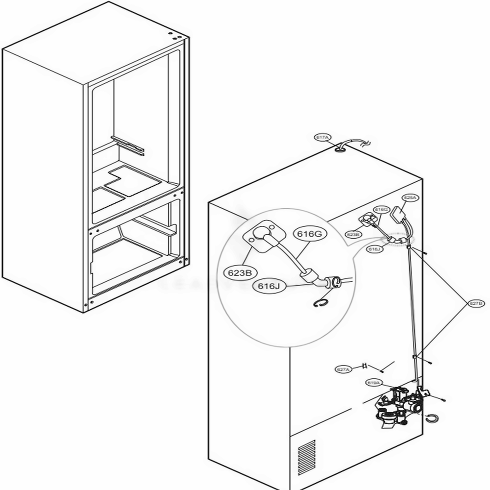 Valve And Water Tube Parts Diagram and Parts List for LFX21976ST ASTCNA7 LG Refrigerator