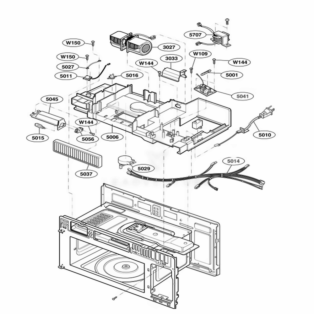 Interior Parts 3 Diagram and Parts List for 80804 AB6ESEA LG Microwave