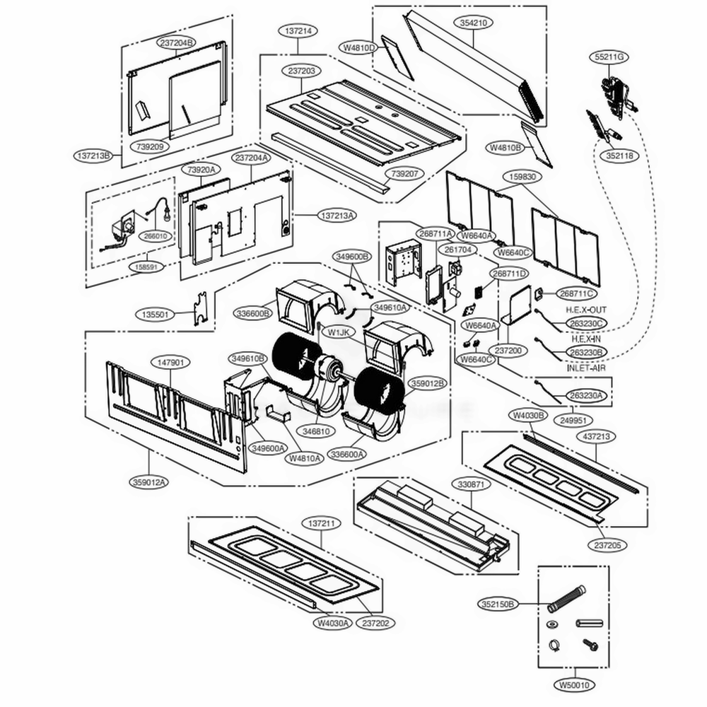 Main Diagram and Parts List for ARNU423M3A4 ANWALUS LG Air Conditioner