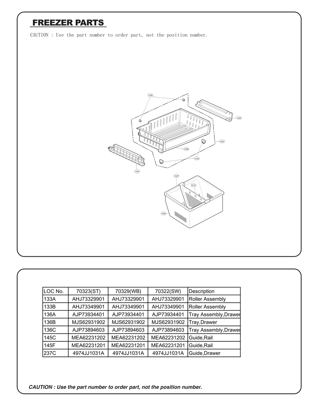 Freezer Parts Diagram and Parts List for GC-L258VSXD ASTCSE2 LG Refrigerator