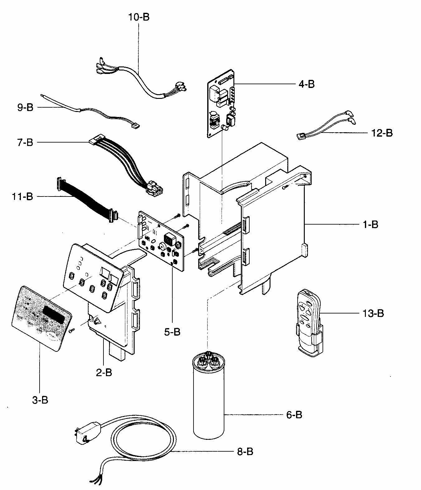 Control Box Diagram and Parts List for 58075085500  Kenmore Air Conditioner