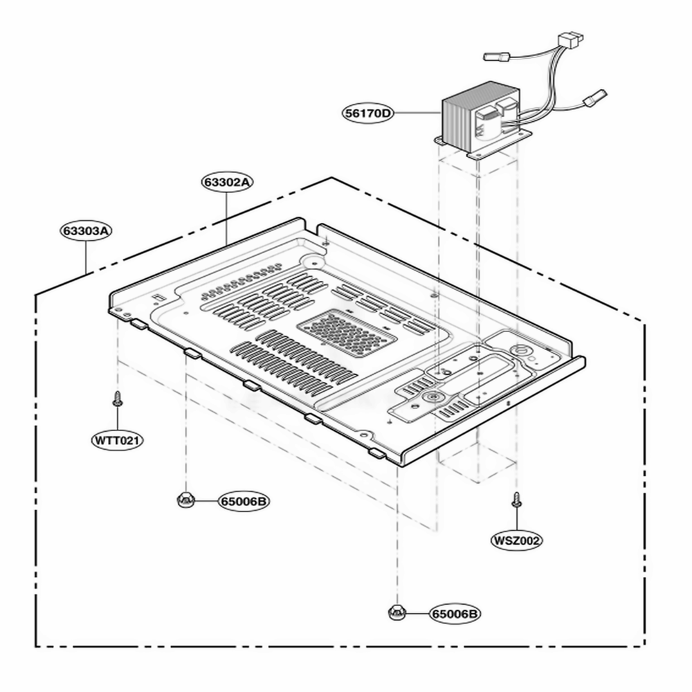 Base Plate Parts Diagram and Parts List for SBM7700B CBKESBM LG Range
