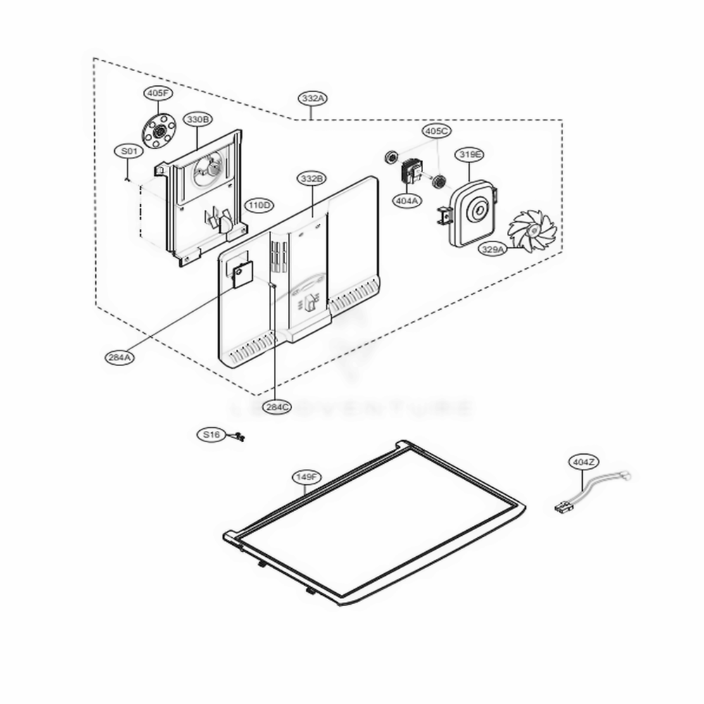 Freezer Part Diagram and Parts List for LTCS20220S ASTCNA1 LG Refrigerator