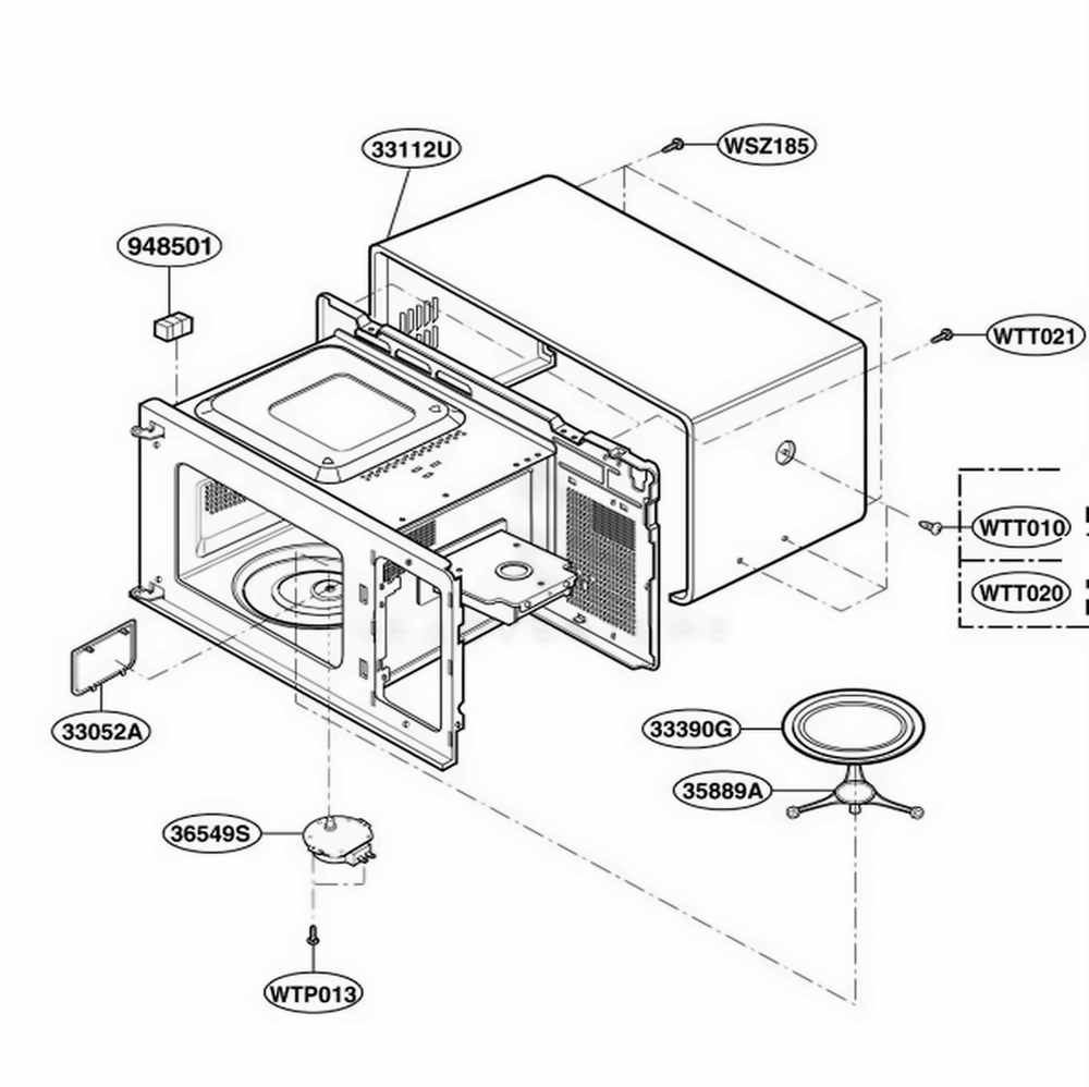 Oven Cavity Parts Diagram and Parts List for KMA6512W KW1EGSE LG Wall Oven