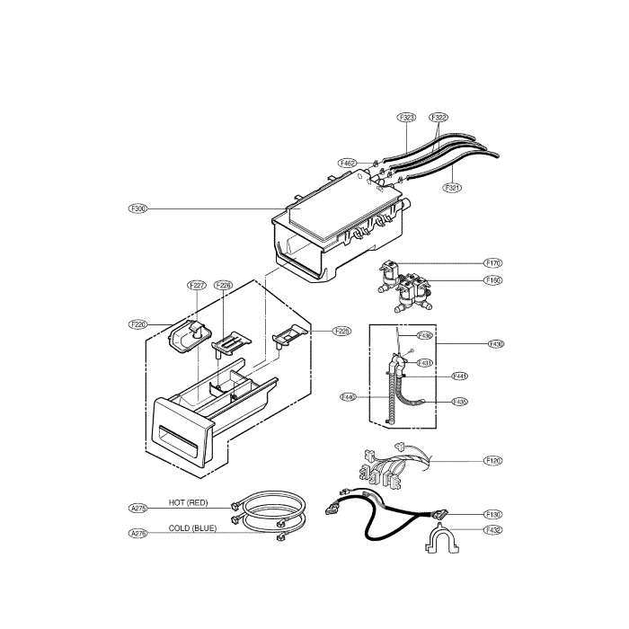 Dispenser Assembly Diagram and Parts List for WM2233HW 00 LG Washer