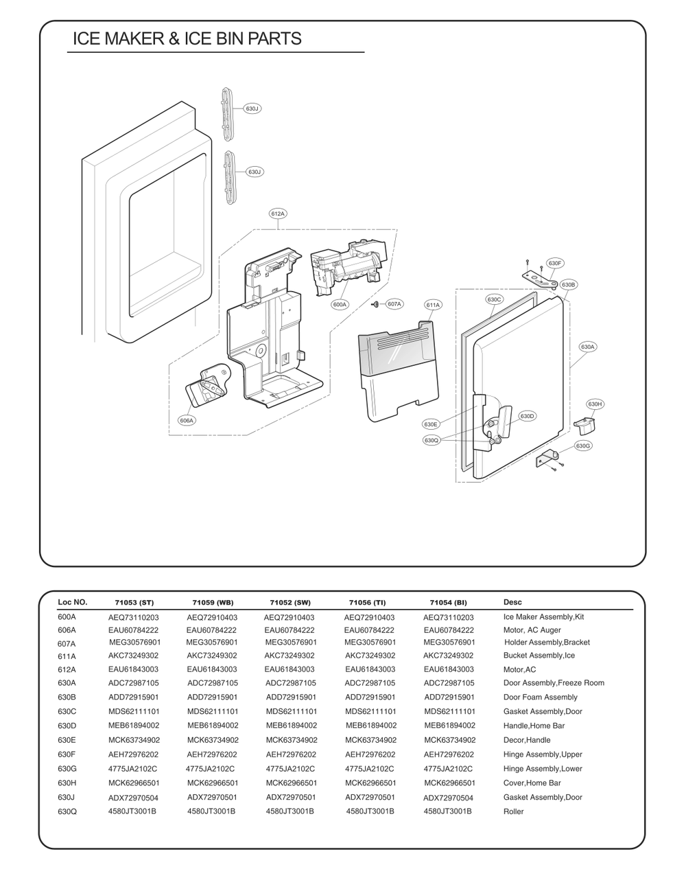Ice Maker And Ice Bin Parts Diagram and Parts List for GC-L288NTXP ATICSE4 LG Refrigerator