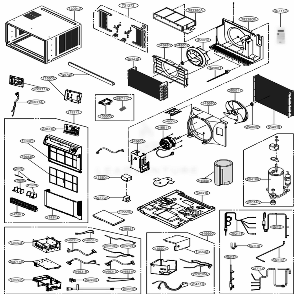 Main Diagram and Parts List for LW2217IVSM AT3AYOW LG Air Conditioner