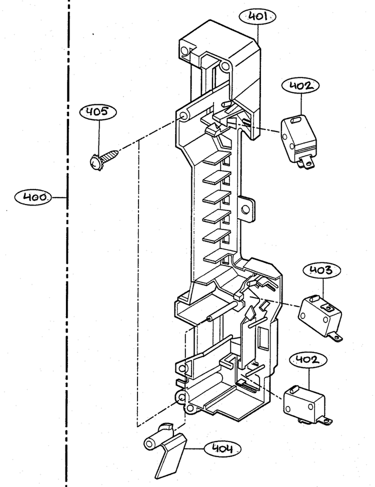 Latch Board Parts Diagram and Parts List for MV-1526B  LG Microwave