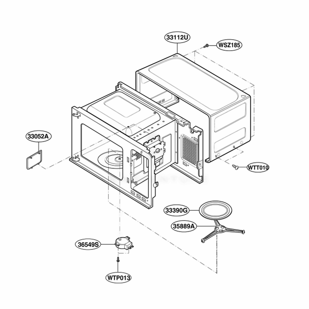 Oven Cavity Parts Diagram and Parts List for MAK7553W01 CW1EGSE LG Range