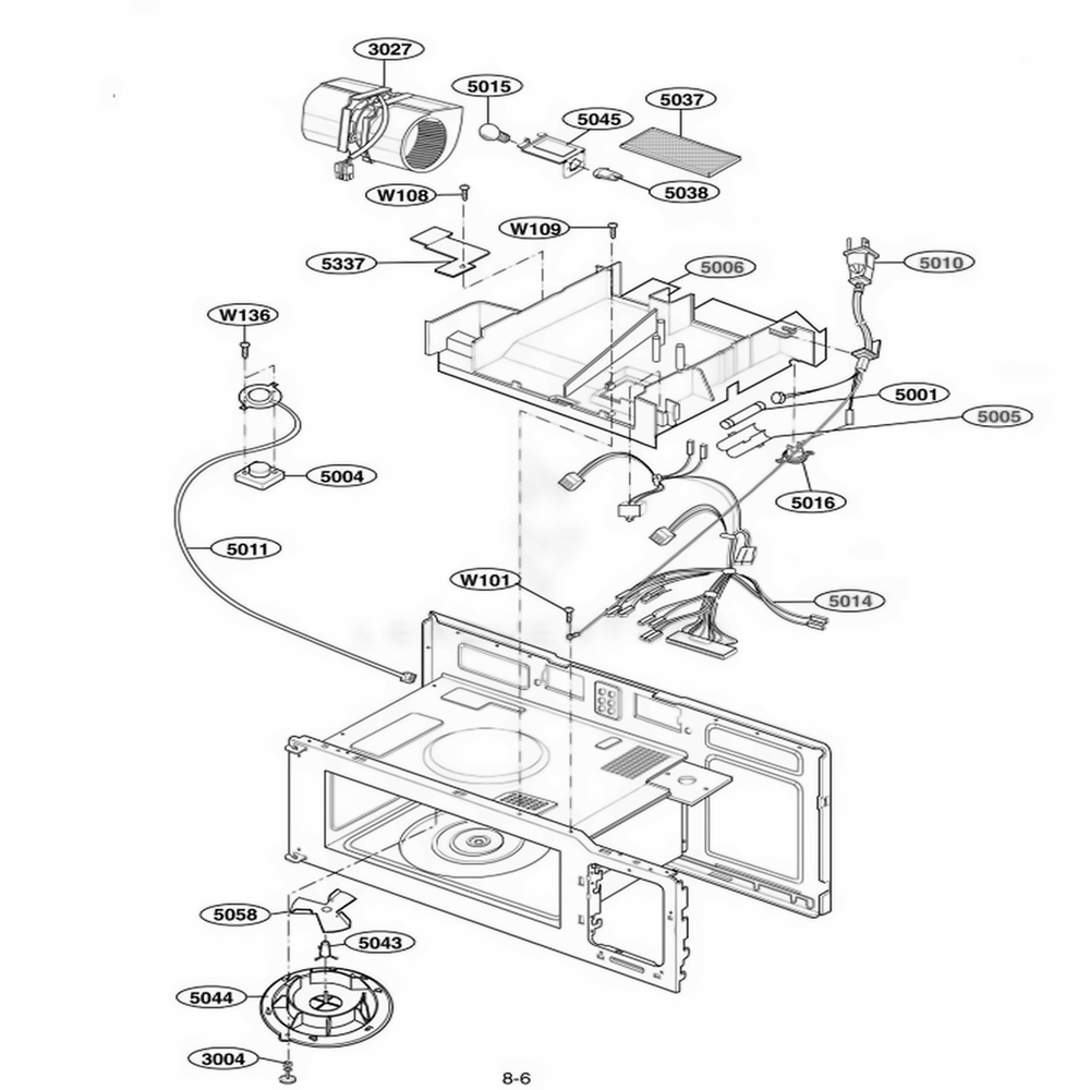 Interior Parts 2 Diagram and Parts List for 80592 CWHESEA LG Wall Oven
