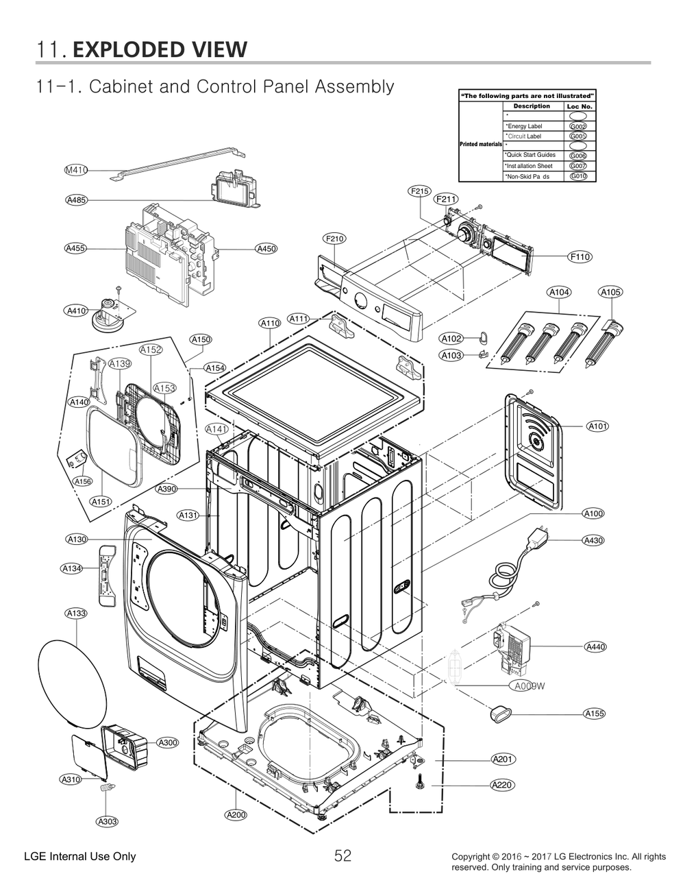 Cabinet And Control Panel Assembly Diagram and Parts List for FH387CDYK3 ABWEEUS LG Washer
