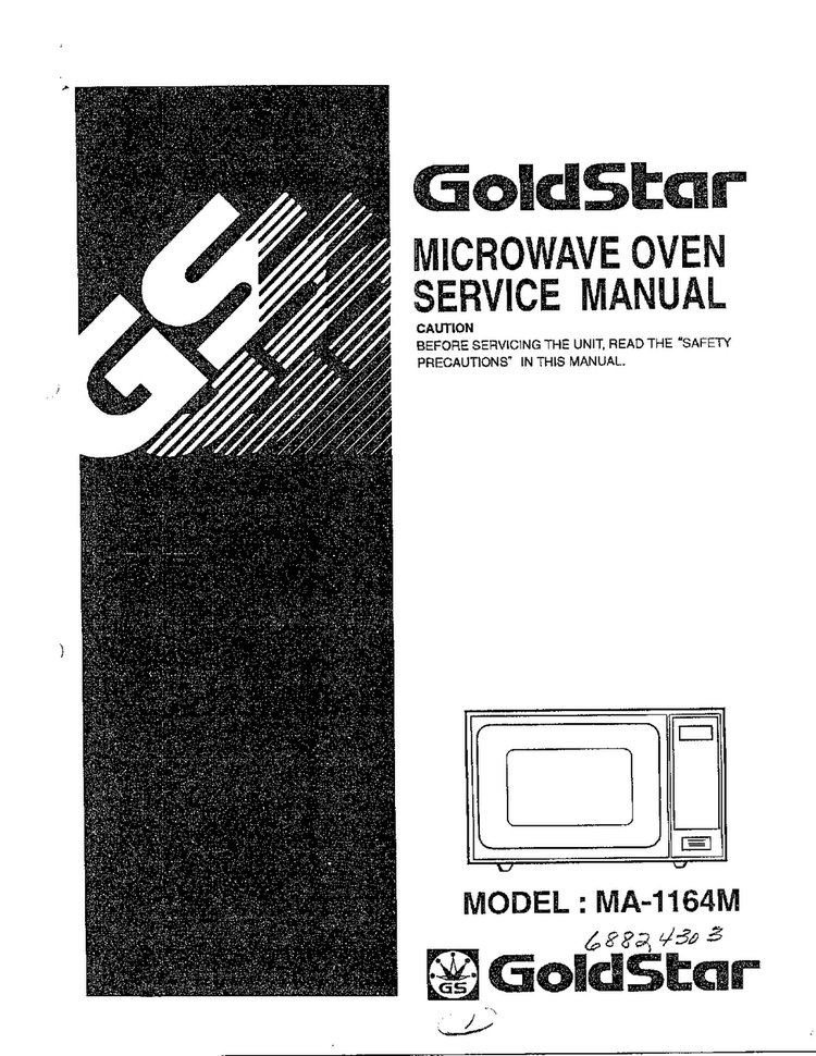 Microwave Oven Serv. Manual/frt Cvr. Diagram and Parts List for MA-1164M  LG Microwave