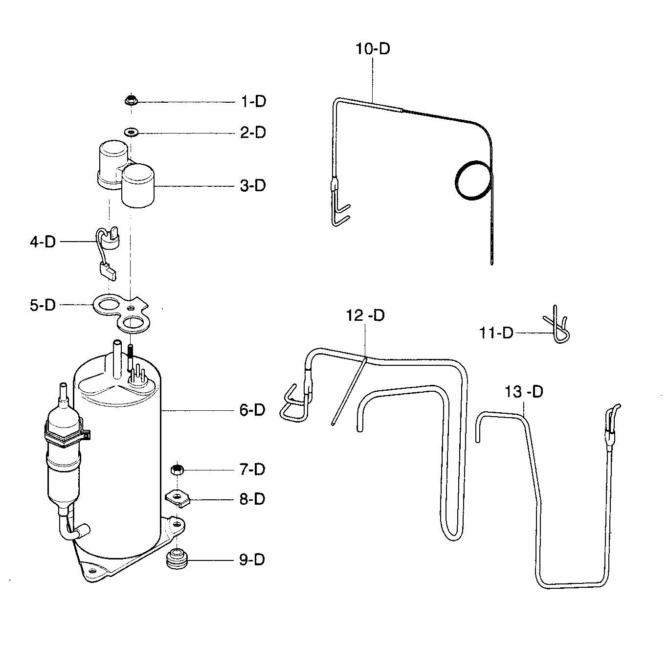 Compressor Diagram and Parts List for 58075085500  Kenmore Air Conditioner