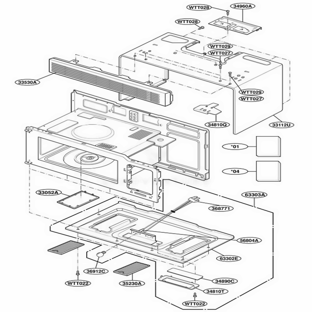Oven Cavity Parts Diagram and Parts List for TMH14XLT1 AB6EEST LG Range