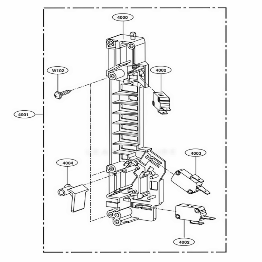 Latch Board Parts Diagram and Parts List for LMVM2033BM CBMELGA LG Microwave