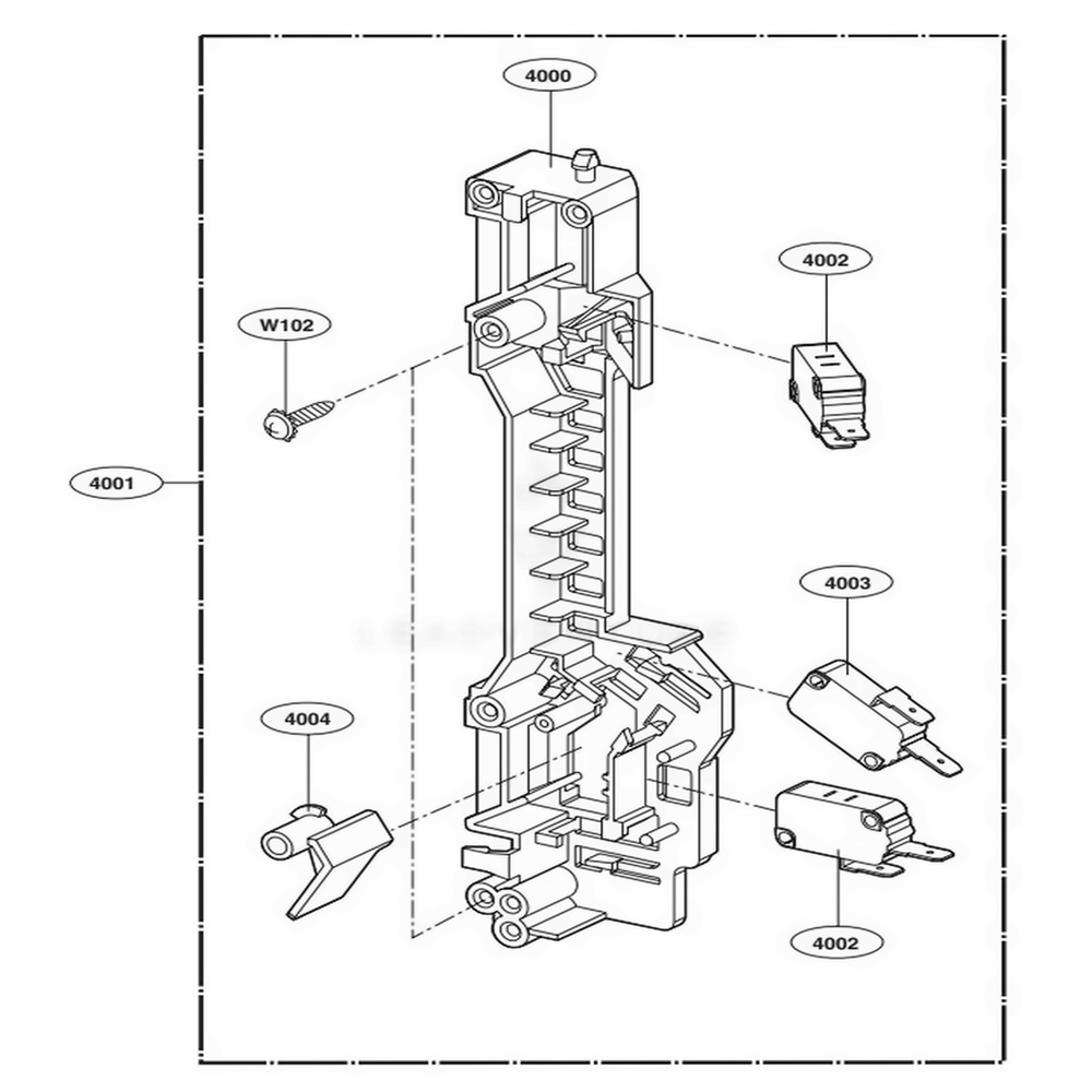 Latch Board Parts Diagram and Parts List for LMV1762SW CWHELGA LG Microwave